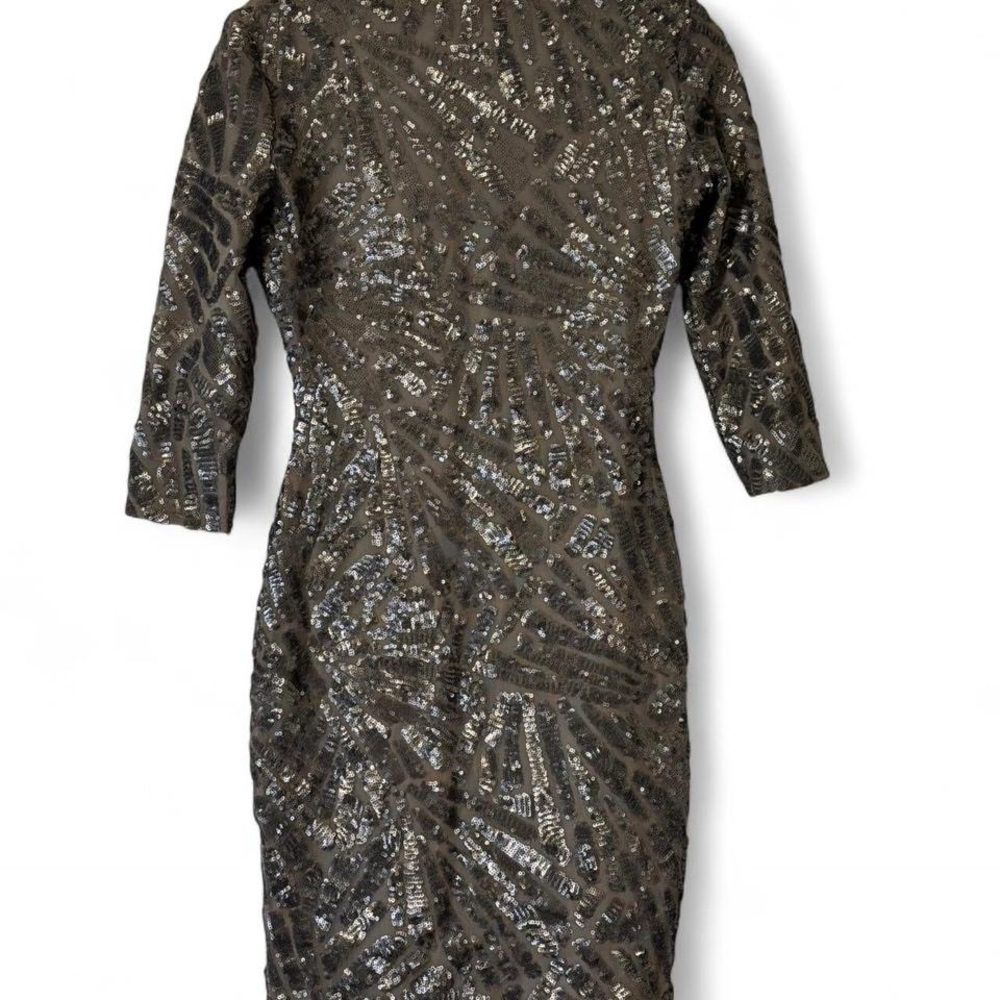 BCBGMaxAzria Metallic Sequin Long Sleeve Dress - Picture 2 of 6